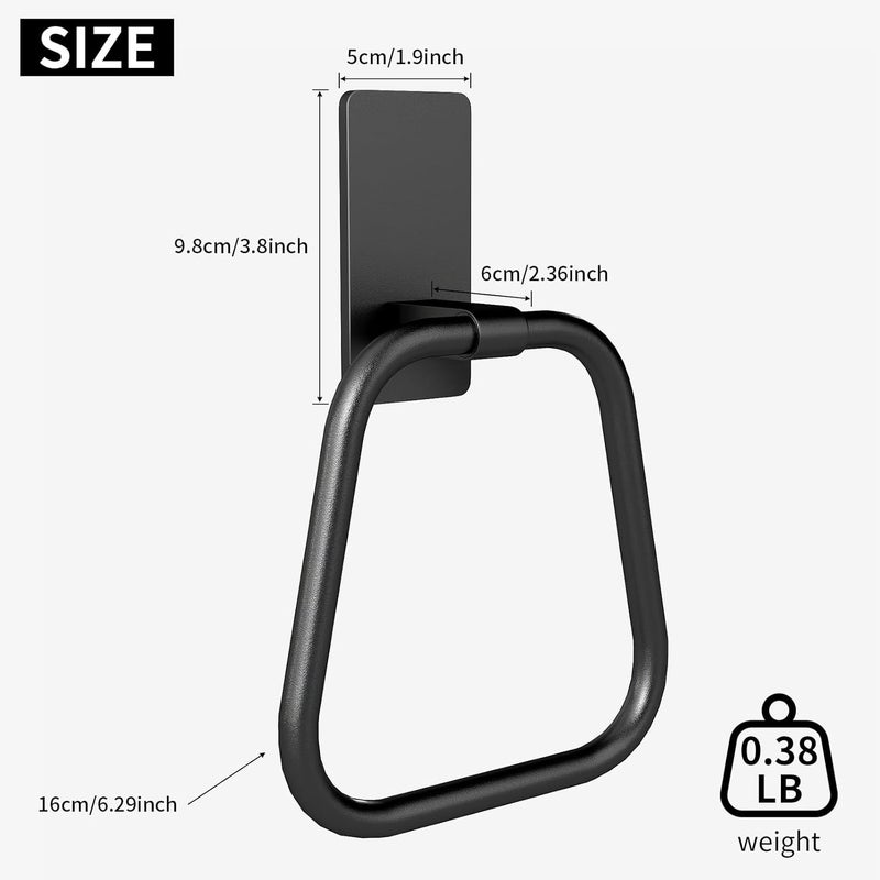 JUYSON Towel Ring, Hand Towel Holder for Bathroom, Adhesive Hand Towel Holder, Adhesive Towel Racks, Wall Mount Towel Hanger for Bathroom, Kitchen, NO Drill Easy to Install(Matte Black) - Image 5